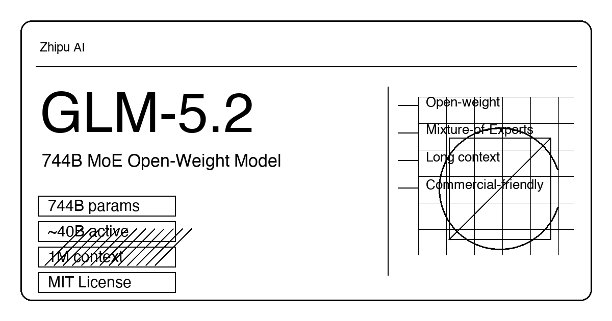 GLM-5.2 - Zhipu의 744B MoE 오픈웨이트 모델 공개